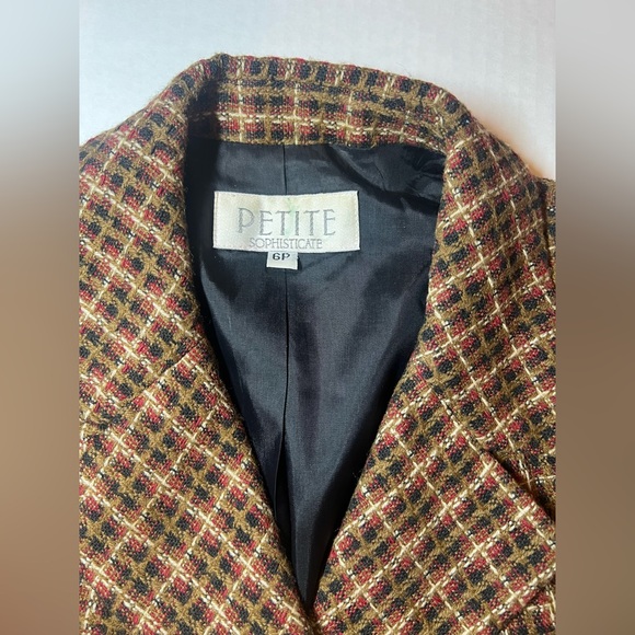 Vintage Cropped Blazer Jacket Womens Size 6P Wool Blend Fall Preppy Buttons - Picture 4 of 9